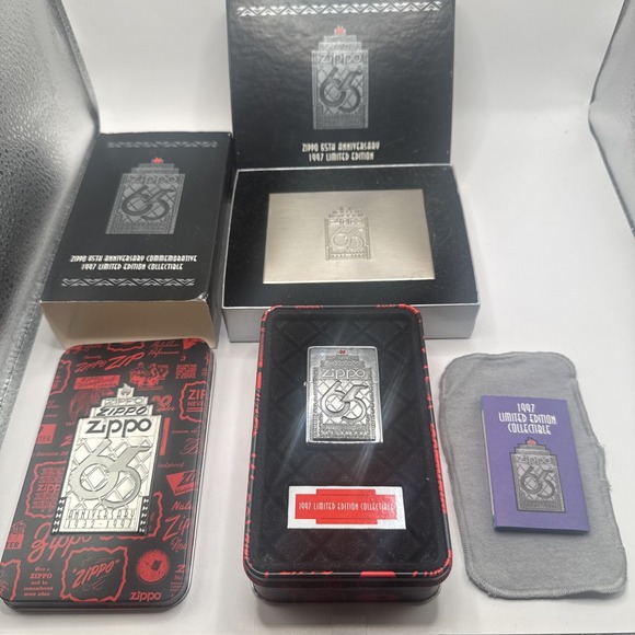 65th Anniversary Zippo Lighter & Metal Cigarette Case NEW - Picture 1 of 5